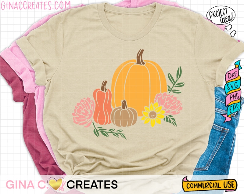 fall pumpkins with flowers svg