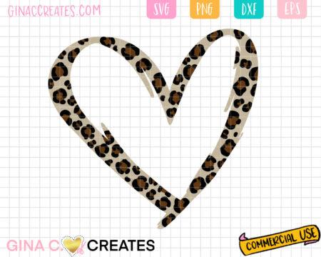 Leopard print heart svg cut for cricut