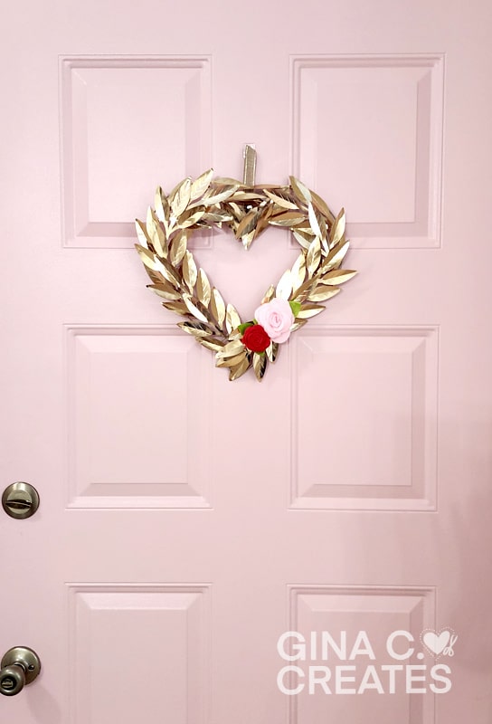 Gold wreath, Gold heart paper wreath DIY