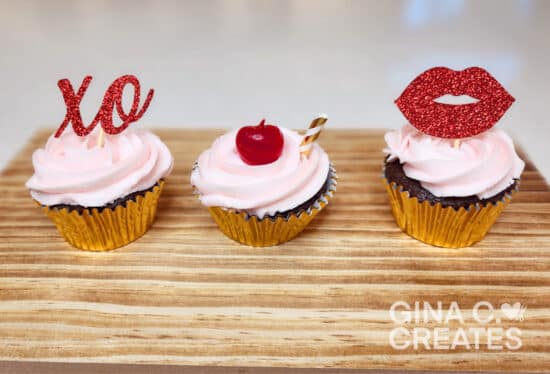 Chocolate Cherry Dr. Pepper Cupcake with Valentine's Toppers