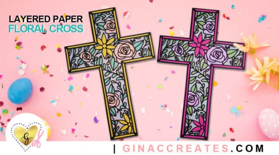 Floral cross Layered Paper SVG