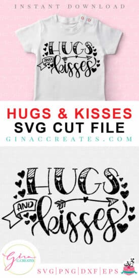 Valentine's day hugs and kisses svg