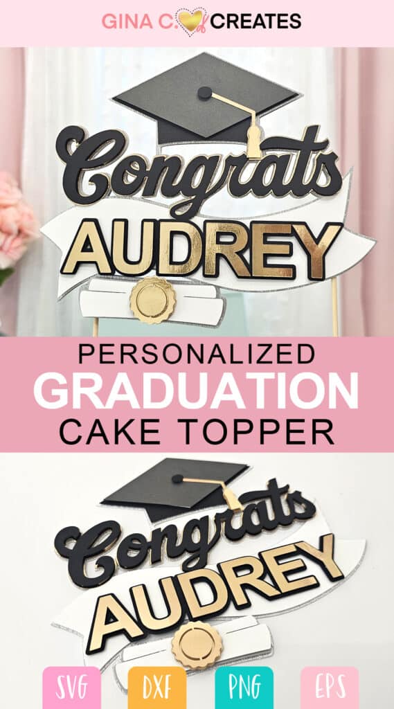 graduation cake topper SVG, Cricut layered cake topper