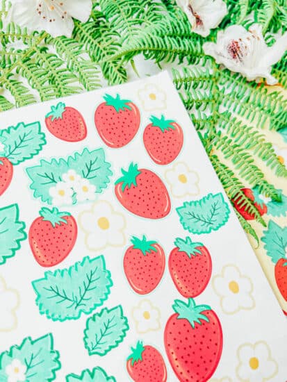 free fruit cut files, strawberry stickers