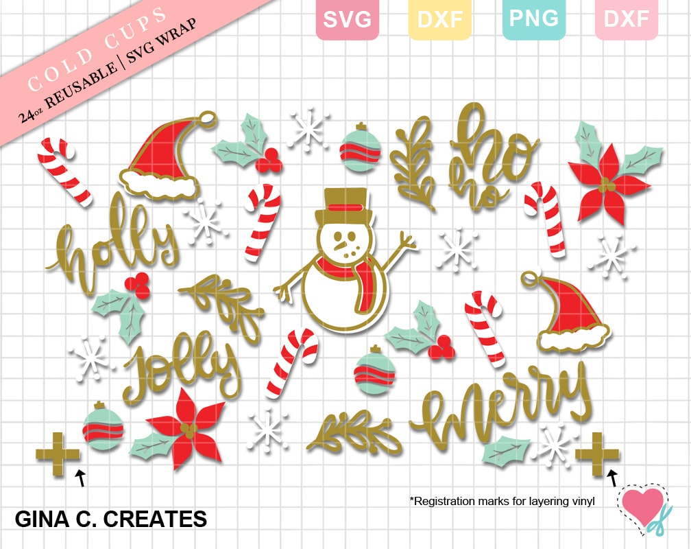 Christmas Cold Cup Wrap SVG Bundle - Gina C. Creates