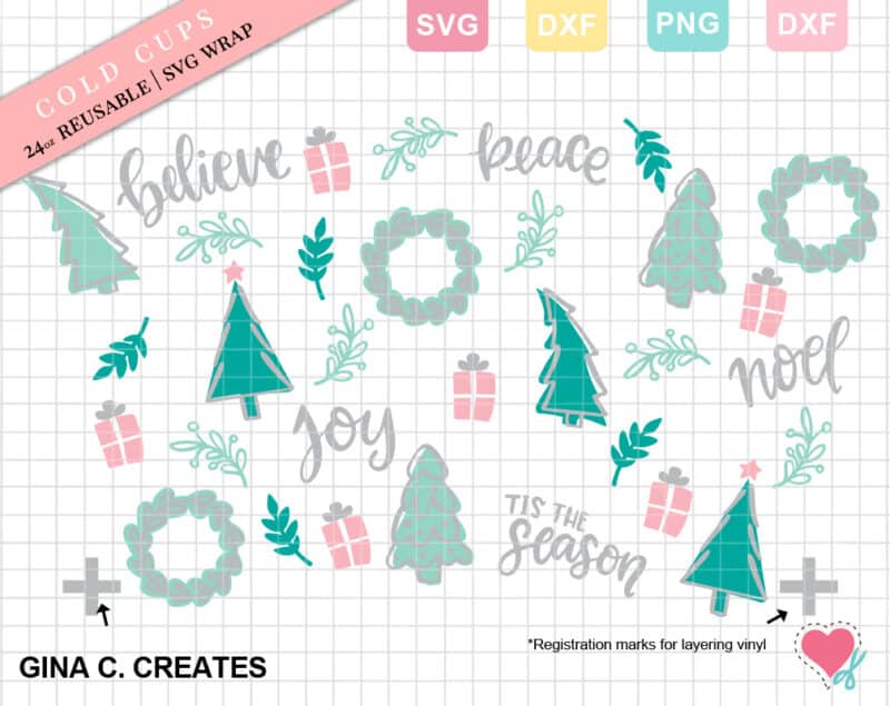 Christmas Tree Cup Wrap SVG