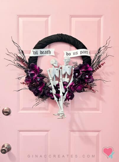 Dollar Tree Skeleton Wreath 'til death do us part
