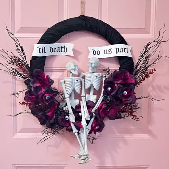 Dollar Tree Skeleton Wreath 'til death do us part