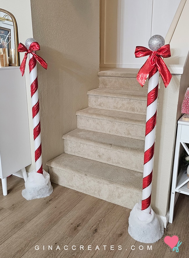 Candy cane prop DIY from Dollar Tree