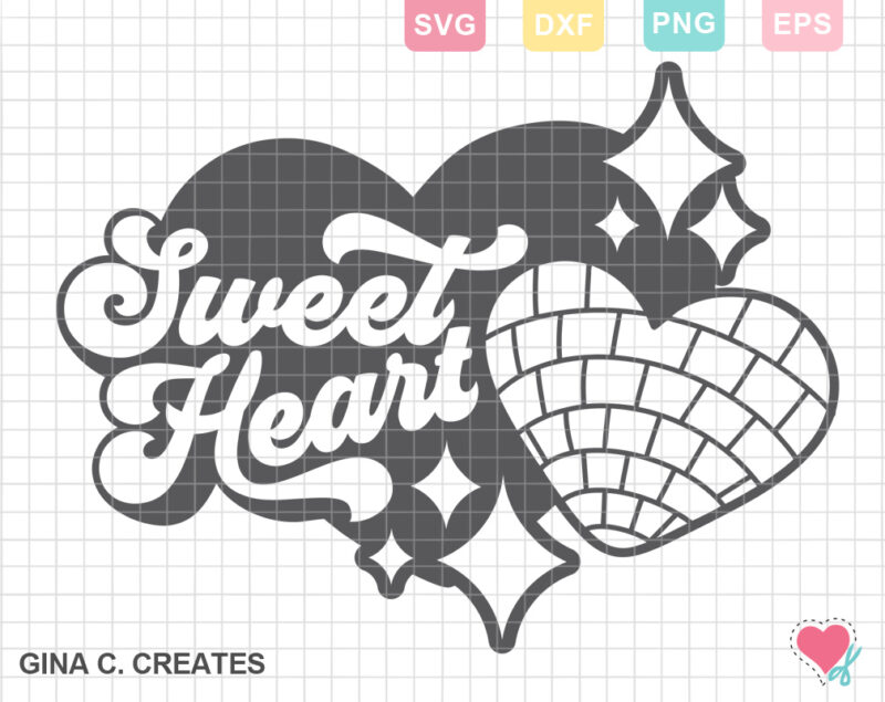 Sweet Heart Disco Ball SVG Cut File