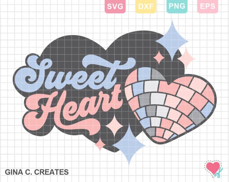Sweet Heart Disco Ball SVG Cut File