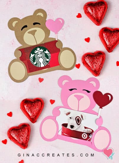Teddy bear gift card holder for Valentine's Day