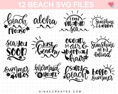 12 Beach Themed SVG Cut Files
