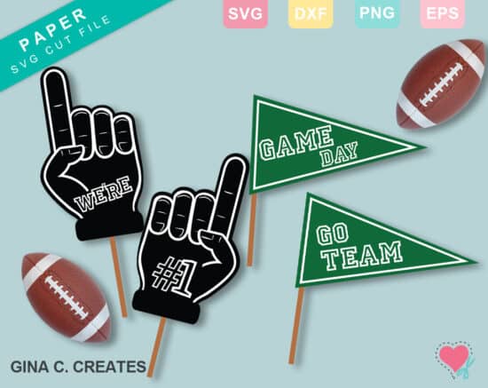 game day props printable svg cut file