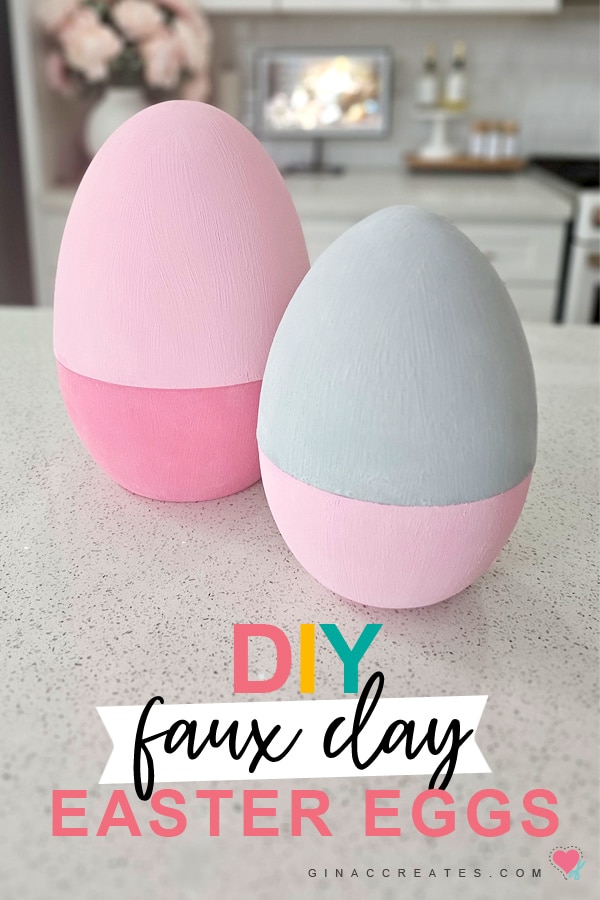 DIY faux clay jumbo Easter eggs for festive home decor