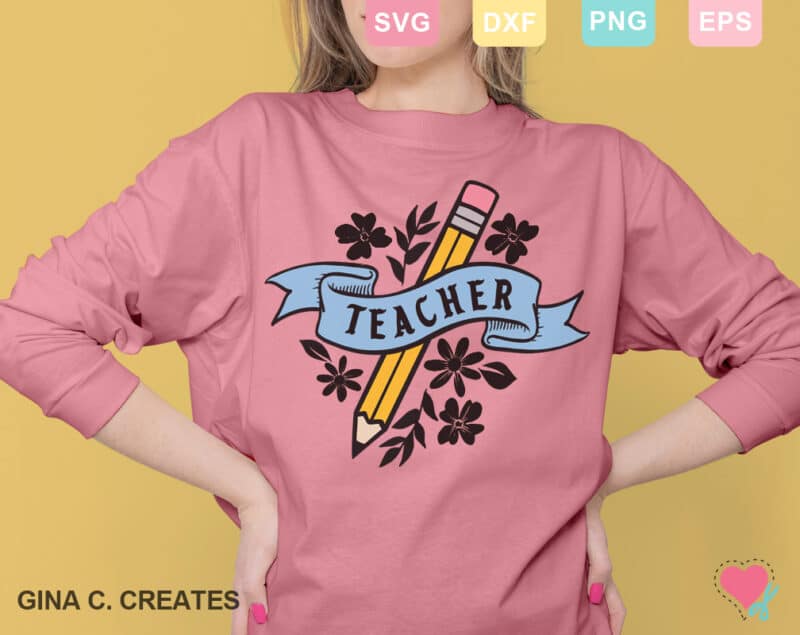 Floral teacher SVG, teacher svg cut file