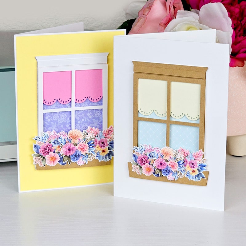 DIY Spring craft ideas for Cricut machine, window with flowers SVG