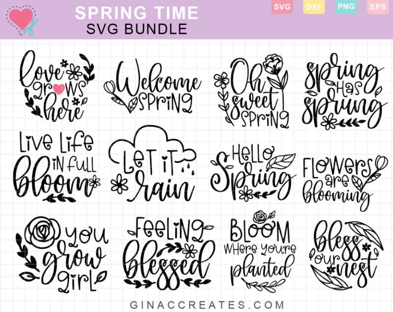 Spring SVG Bundle, Flowers blooming SVG Bundle