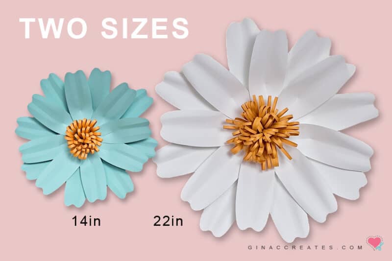 Large Paper Flower sizes for Daisy template