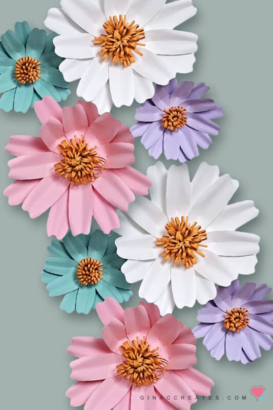 Daisy Paper Flower template with SVG and PDF