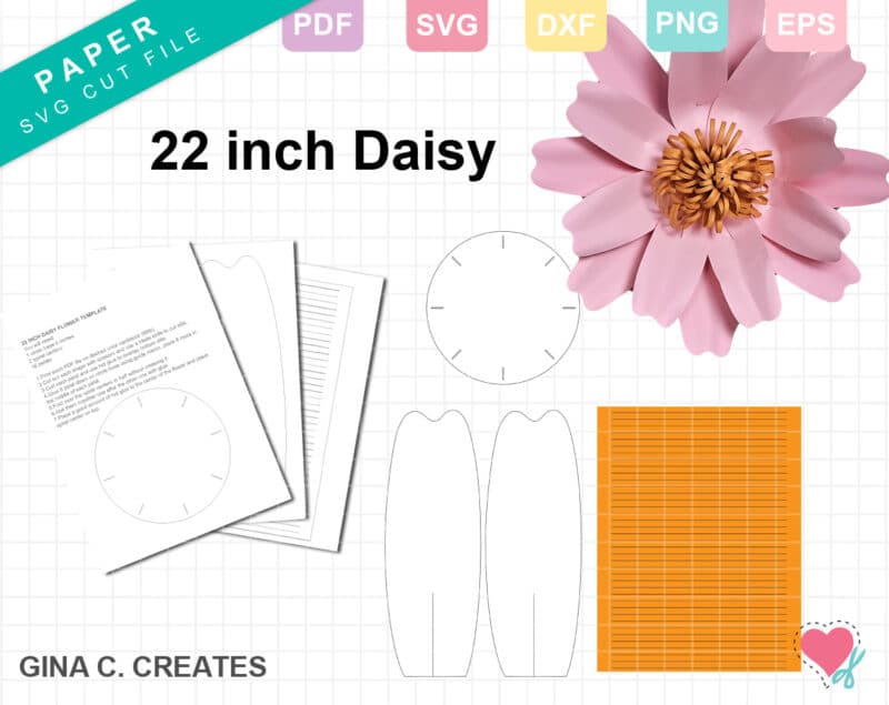 Paper Flower Template, Daisy SVG and PDF