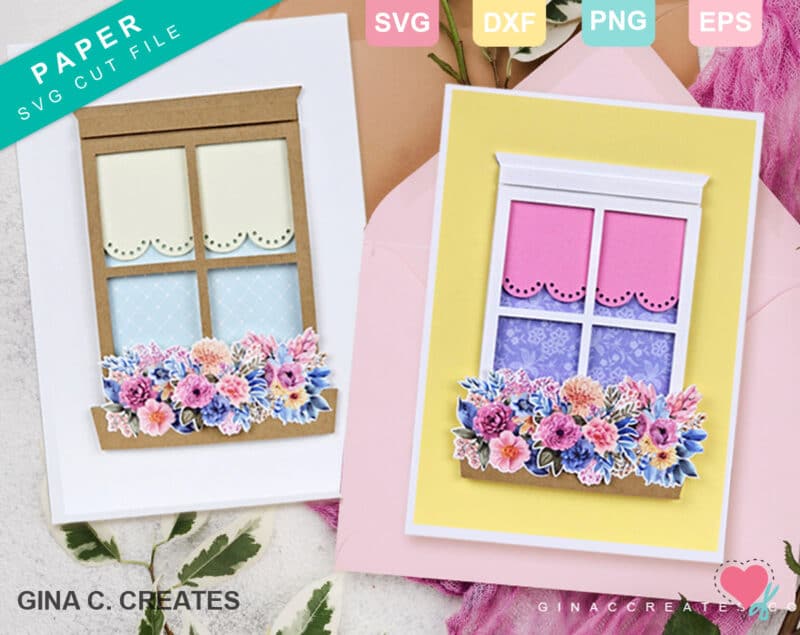 Spring Cricut Craft: Window with Flowers Card SVG File