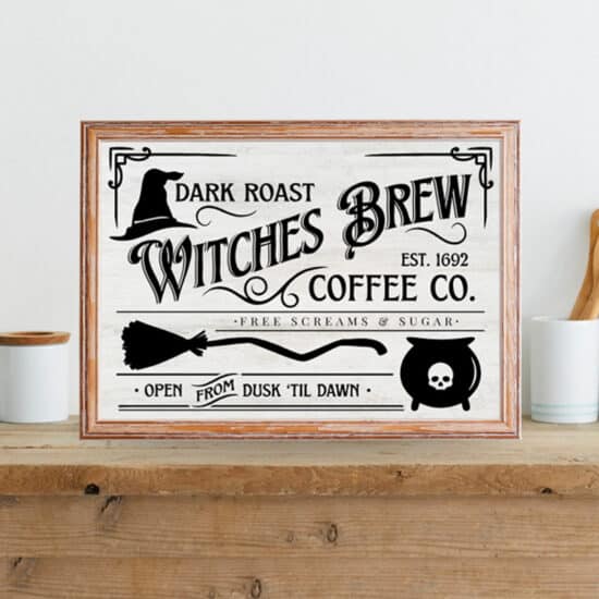 Halloween wall decor sign diy with Cricut, Witches Brew coffee bar sign