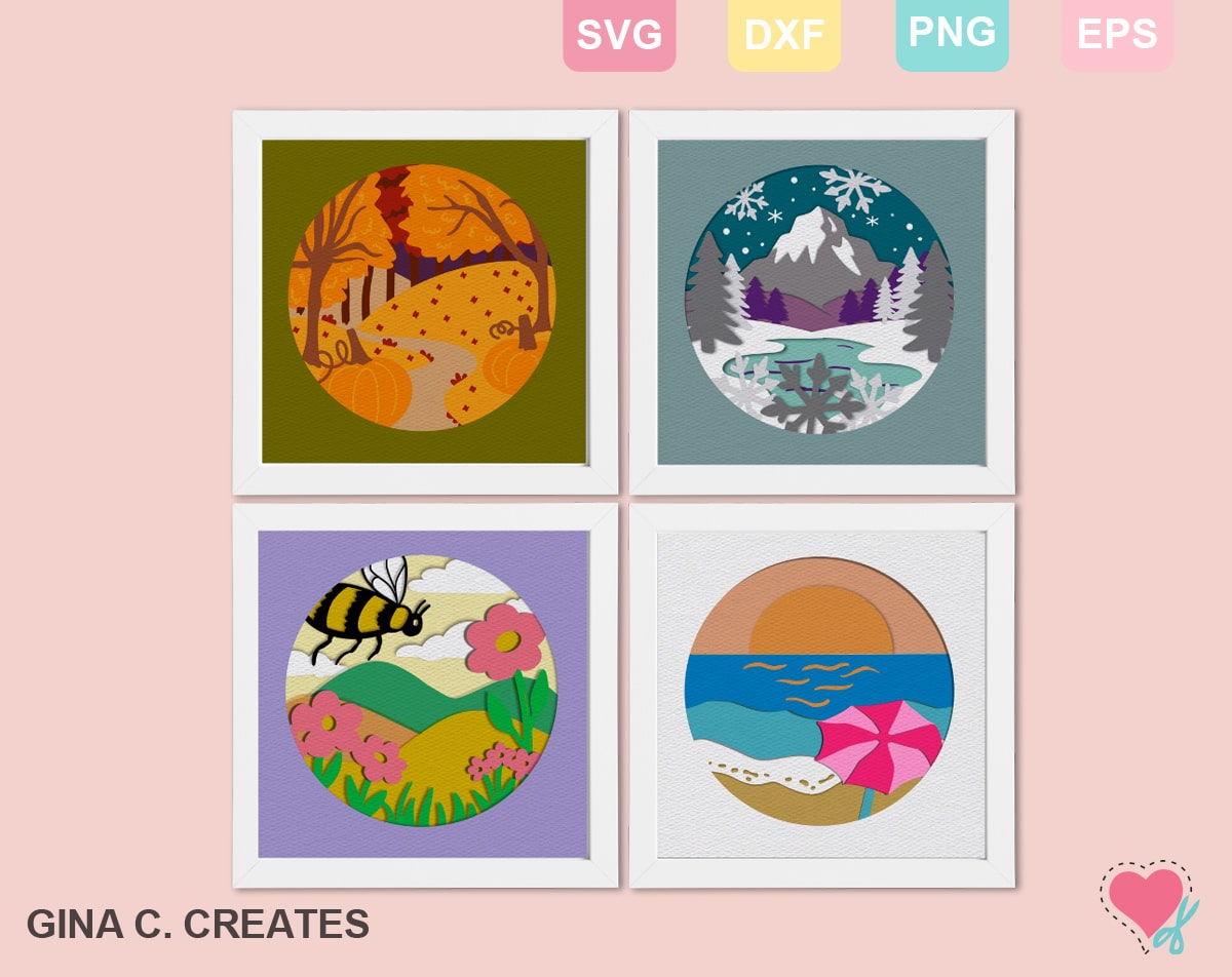 Four Seasons Layered Shadow Box SVG Bundle