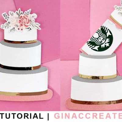 cricut wedding card tutorial, cake gift card holder svg